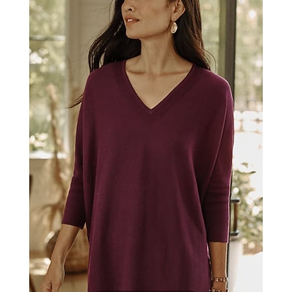 J. Jill Pure Jill Oversized V-neck Drop Shoulder Relaxed Sweater XS PETITE
